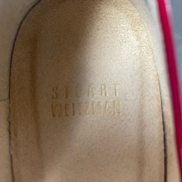 Stuart Weitzman Candy Apple Red Patent Leather Peep Toe Platform High Heel 8.5M - Picture 5 of 8